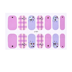 Pegatinas de uñas de diamante de vidrio de imitación de cubierta completa de brillo, para uñas uñas de los pies puntas de uñas decoración, orquídea, 100x60mm