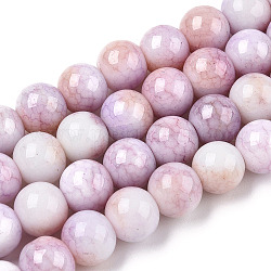 Undurchsichtige, runde Perlenstränge aus Crackle-Glas, nachgemachte Steine, Runde, Violett, 10 mm, Bohrung: 1.5 mm, ca. 80 Stk. / Strang, 30.31~31.10 Zoll (77~79 cm)