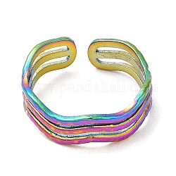 Ионное покрытие (ip) 304 тройное кольцо из нержавеющей стали с открытой манжетой для женщин, Радуга цветов, размер США 7 (17.3 мм)