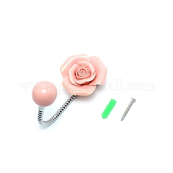 Фарфоровый 3d цветок керамический настенный крючок, розовые, 102x52x80 мм, отверстие : 11.5x7.5 мм