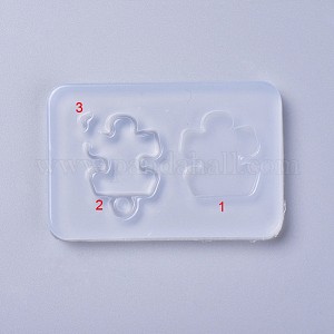 Moules à shaker, Moules en silicone de qualité alimentaire pour pendentifs de sables mouvants, bricolage, moules de résine, pour la résine UV, fabrication de bijoux en résine époxy, puzzle, blanc, 89x60x7mm