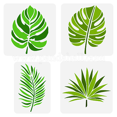 Wholesale FINGERINSPIRE 4 Pcs Tropical Leaf Stencils 2 Sizes Fern