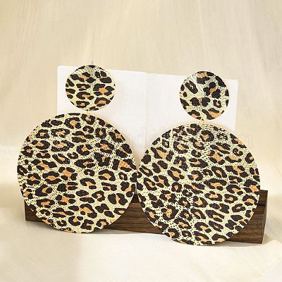 Orecchini pendenti in lega con stampa leopardata&nbsp;EJEW-K304-01C-G-1