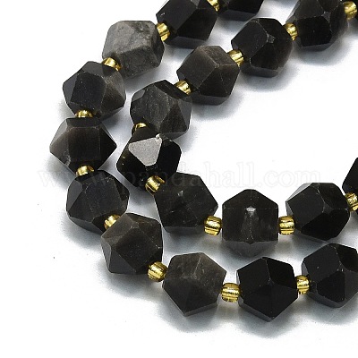 Natürliche silberne Obsidianperlenstränge&nbsp;G-I376-A31-01-1