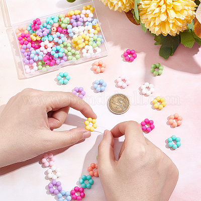 Wholesale PandaHall 72pcs Flower Beads 9 Colors Plastic Beads Hollow Flower  Charm Beads Cute Rainbow Color Loose Spacer Beads for Phone Lanyard DIY  Craft Jewellery Necklace Bracelets Earring Making 