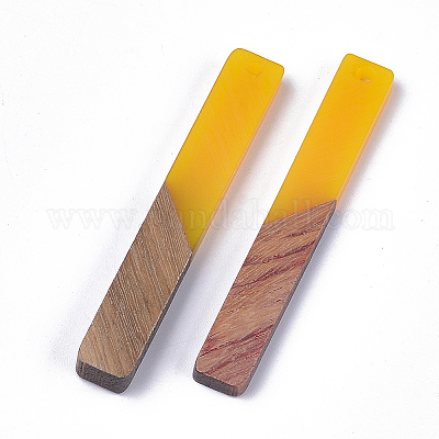 Grands pendentifs en résine et bois de noyer&nbsp;X-RESI-S358-39A-1