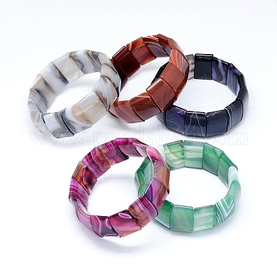 Braccialetti di stirata agata naturale&nbsp;BJEW-K195-14-1