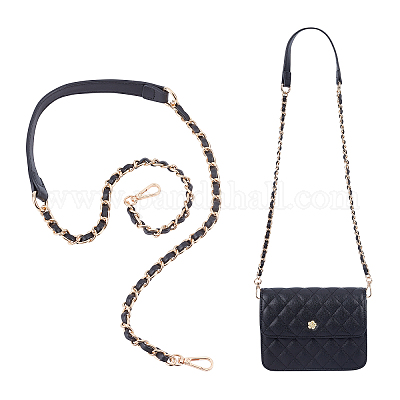 10mm Leather Bag Chain, Metal Crossbody Bag Strap, Replacement Purse Chain,  Metal Clasp Clutch Handle for Handbag, Black Shoulder Iron Chain 
