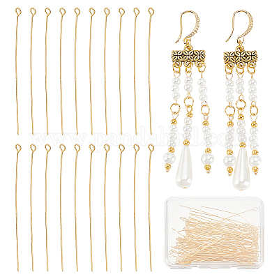 Wholesale BENECREAT 100PCS Real 18K Gold Plated Eye Pins
