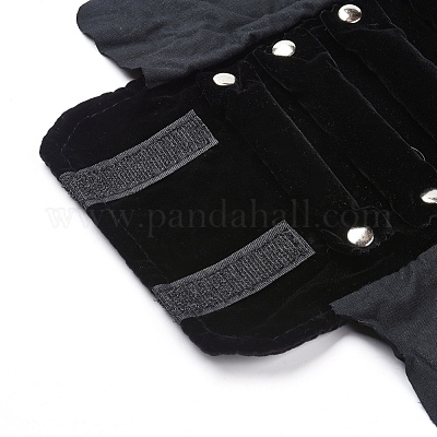 Wholesale PandaHall Black Travel Jewellery Organizer Roll Foldable