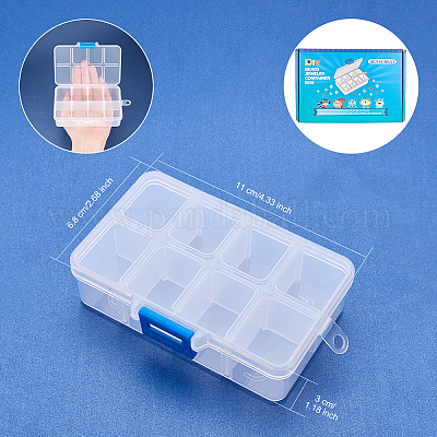 Wholesale BENECREAT 10 Pack 8 Grids Jewelry Dividers Box Organizer  Adjustable Clear Plastic Bead Case Storage Container 4.33 x 2.68 x 1.18  inch 