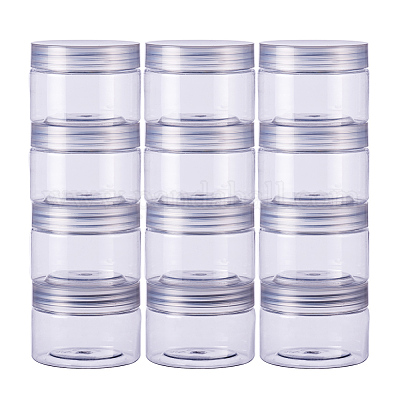 12pcs Round Clear Plastic Container With Lid 