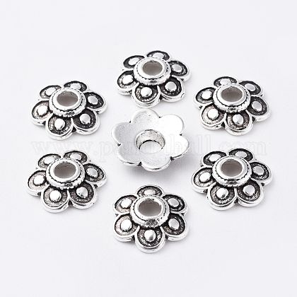 チベット風合金ビーズキャップ 鉛フリー カドミウムフリー 花 アンティークシルバー 直径約15mm 厚さ3mm 穴 4mmの通販 Jp Pandahall Com