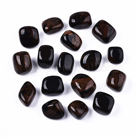 Cuentas naturales de caoba de obsidiana G-N332-003-1