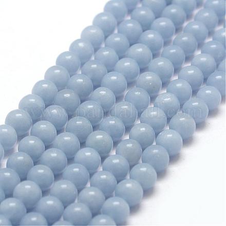 Natural Angelite Beads Strands G-P217-31-6mm-1