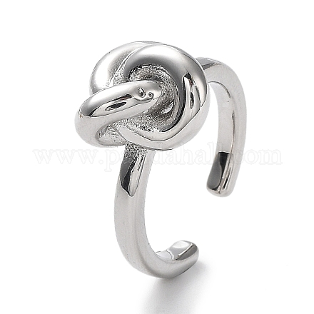 Rack Plating Brass Knot Open Cuff Rings for Women RJEW-Q777-06P-1
