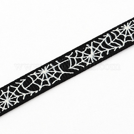 Einseitig Spinnennetz gedruckt Polyester Ripsband X-OCOR-S029-9mm-03-1