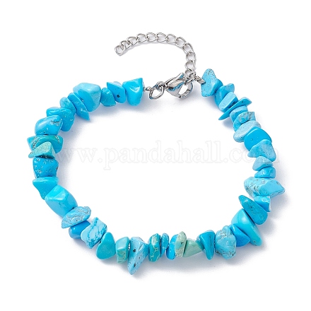 Synthetic Turquoise Chips Beaded Bracelet BJEW-JB09686-11-1