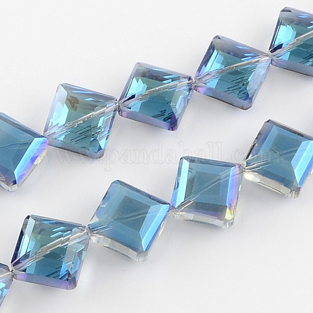 Transparent Electroplate Faceted Glass Beads Strands EGLA-S088-03-1