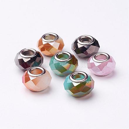 Electroplate Faceted Glass European Beads GPDL-J002-M-1