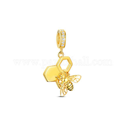 Tinysand - Pendentif européen en forme d'abeille dorée en argent sterling TS-P-230-1