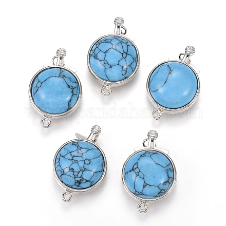 Synthetic Turquoise Box Clasps G-P410-B01-1