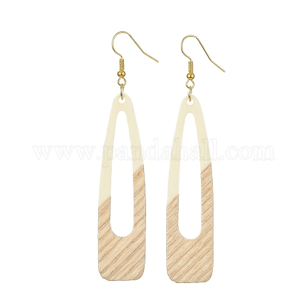 Two Tone Resin & Wood Dangle Earrings EJEW-JE05508-02-1