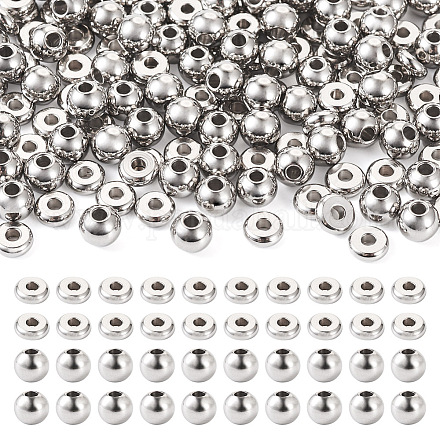 Pandahall 200 pièces 2 styles 304 perles d'espacement en acier inoxydable STAS-TA0002-48-1