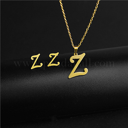 Golden Stainless Steel Initial Letter Jewelry Set IT6493-26-1