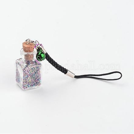 Square Glass Bottle with Glass Caviar Nail Beads inside Phone Mobile Accessories HJEW-JM00188-03-1