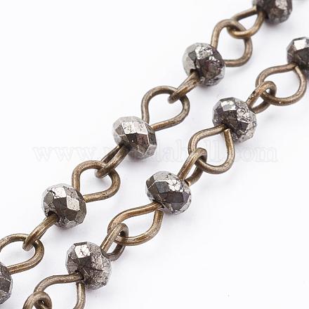 Chaînes de perles de pyrite naturelles rondelles faites main pour colliers fabrication de bracelets AJEW-JB00342-01-1