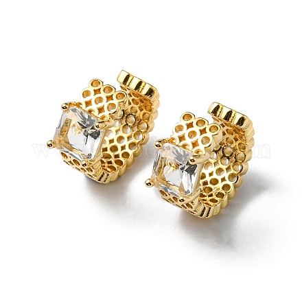 Clear Glass Square Cuff Earring EJEW-P229-06G-1