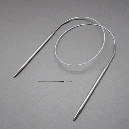 鋼線ステンレス鋼円形の編み針鉄タペストリー針  ステンレス鋼色  650x4.5mm  52x1mm  2個/袋 X-TOOL-R042-650x4.5mm-1