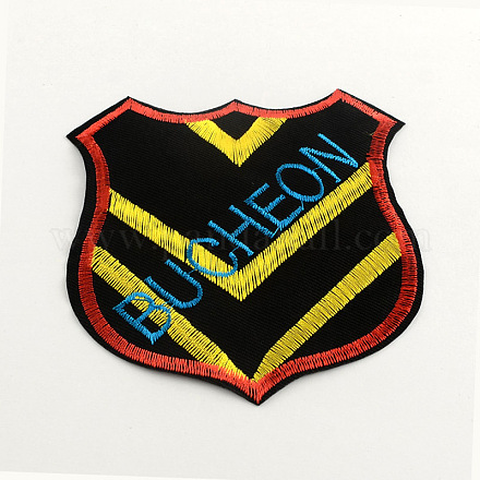 Abzeichen mit Wort bucheon Kostüm Zubehör EDV-Stickerei Tuch Eisen auf Flecken AJEW-Q097-89-1