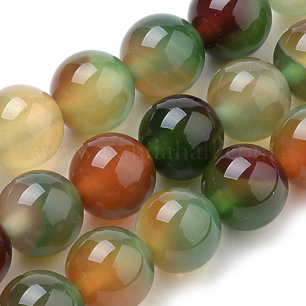 Brins naturels de perles d'agate de paon G-S259-16-8mm-1