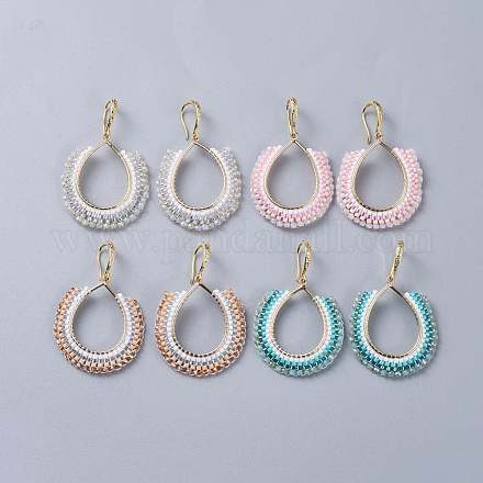 Handmade Japanese Seed Beads Dangle Earrings EJEW-JE03347-M-1