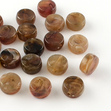 Flat Round Imitation Gemstone Acrylic Beads OACR-R050-04-1