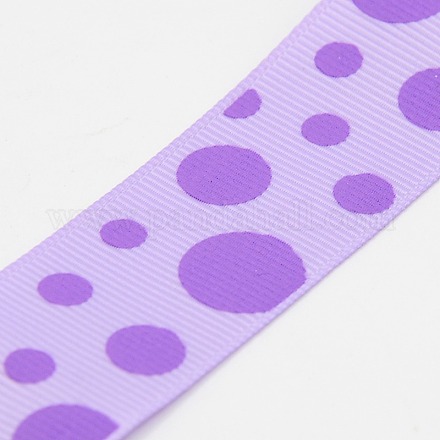 Лента в сиреневый и средний фиолетовый цвет с принтом в горошек для банта для волос X-SRIB-A010-25mm-07-1