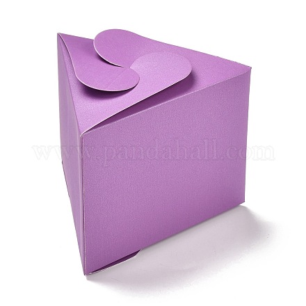 三角キャンディー紙箱  ソリッドカラーのギフト包装箱  結婚式のベビーシャワーのパーティーの好意のために  ミディアム蘭  10.4x11.9x9cm CON-C004-A03-1