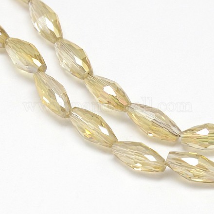 Electroplate Crystal Glass Rice Beads Strands EGLA-F042-A08-1