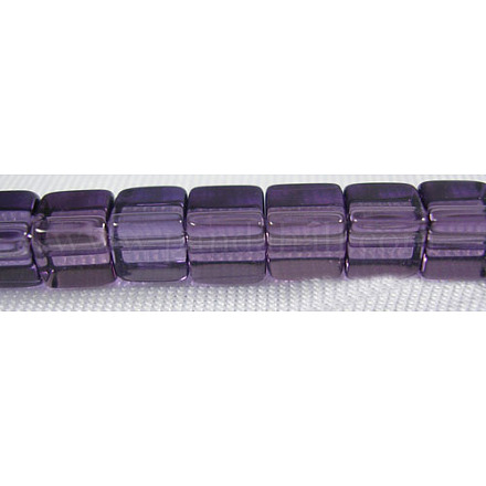 Abalorios de vidrio transparente de púrpura de cubo de 4~5mm X-GS4mm-C07-1