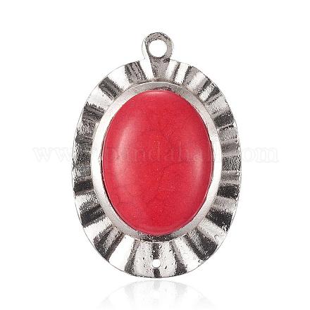 Alloy Synthetic Turquoise Pendants PALLOY-J273-02AS-1