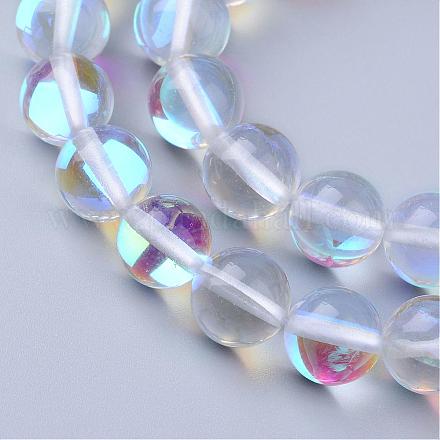Chapelets de perles en pierre de lune synthétique G-R375-10mm-B13-1