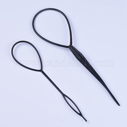 プラスチック製のヘアピンパンメーカー  髪編みツイストスタイリングツール  ブラック  147~177x7.5~50mm  2個/セット OHAR-WH0010-02-1