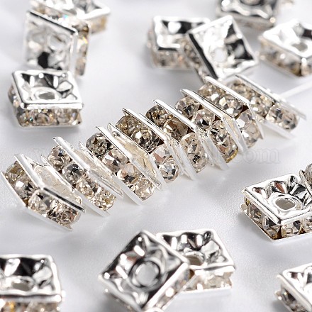 Abalorios de latón Diamante de imitación espaciador RSB072-01S-1