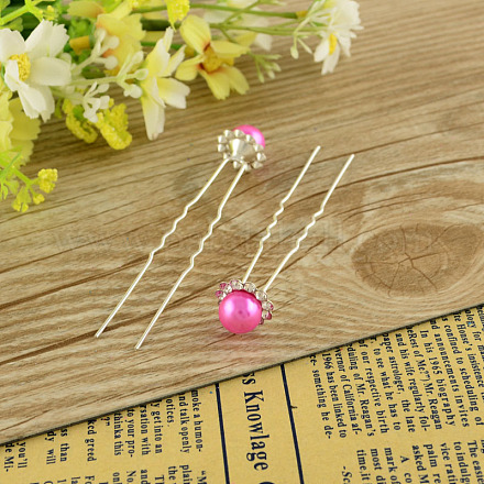 Lady's Hair Accessories Silver Color Iron Ball Hair Forks PHAR-S191-02-1