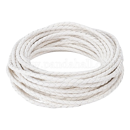 GORGECRAFT 5.5 Yard Braided Leather Cord 3mm Wide Round Braided Leather Strap for Bracelet Neckacle Beading Jewelry Making WL-WH0003-01A-1