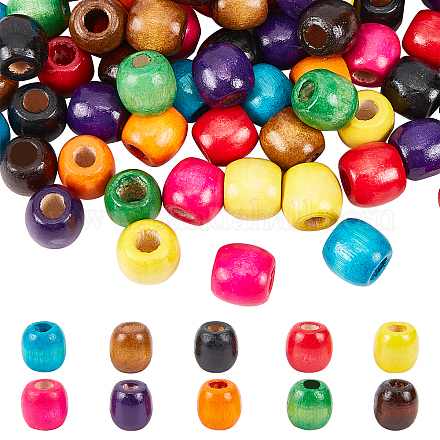 SUPERFINDINGS 100Pcs 10 Colors Dyed Natural Maple Wood Beads WOOD-FH0001-61-1