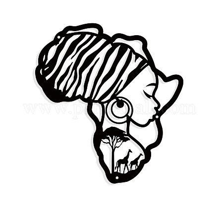 Nbeads アフリカ地図メタルウォールアート装飾  マットスタイル女性壁掛け装飾シルエット壁アート家庭菜園ホテルオフィス壁フェスティバル装飾ギフト  10.79×11.8インチ HJEW-WH0067-149-1