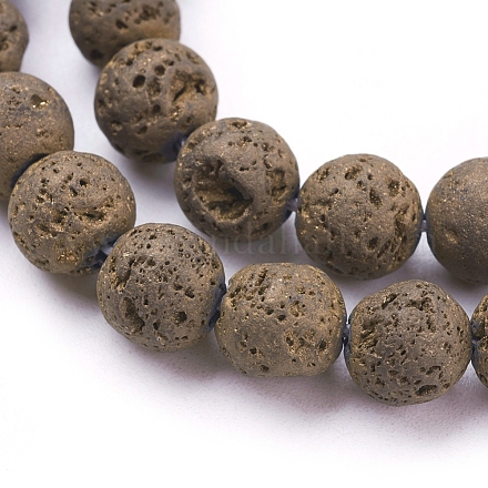 Fili di perle di roccia lavica naturale elettrodeposta sottovuoto G-E432-8mm-05-1